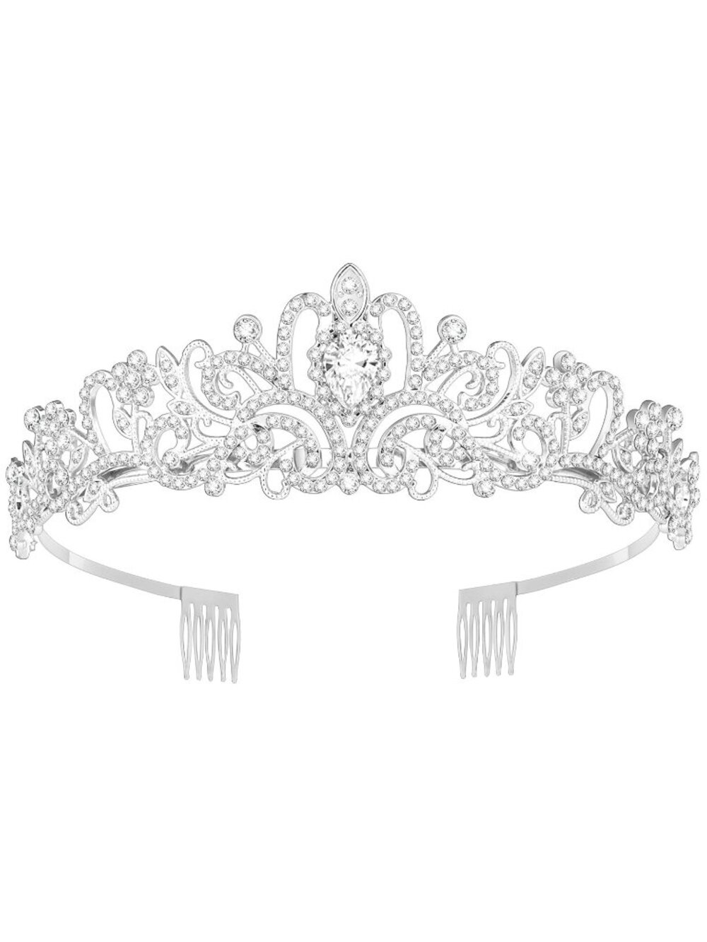A#-Silverk Queen Tiara Crown For Women Bridal Prom Birthday Party Headpiece